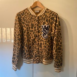 WeSC Laika Fleece Varsity Jacket in Camel Cheetah